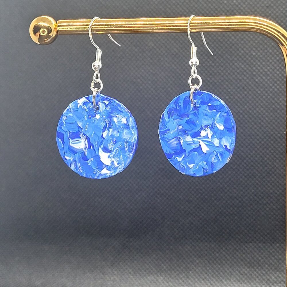 Splatter Earrings - Blue - Handmade